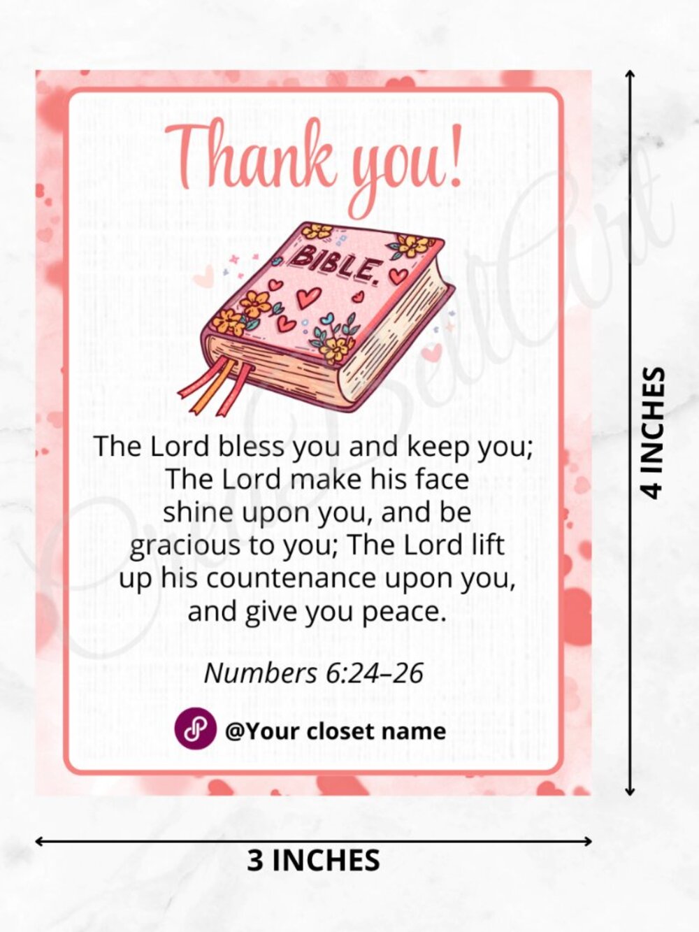100 Personalized Biblie Thank You Cards Small Business, 4×3 in - Picture 4 of 8